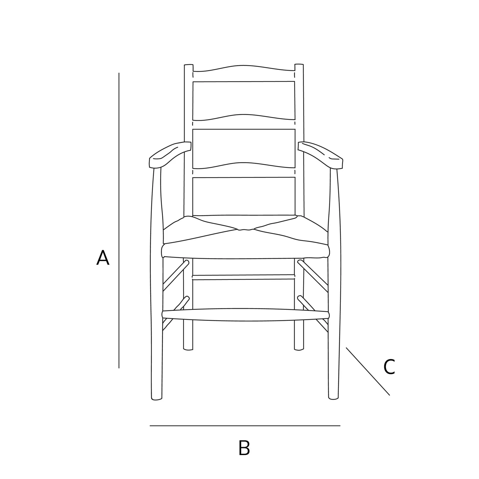 SEDIA IN FRASSINO E SEAGRASS CON BRACCIOLI