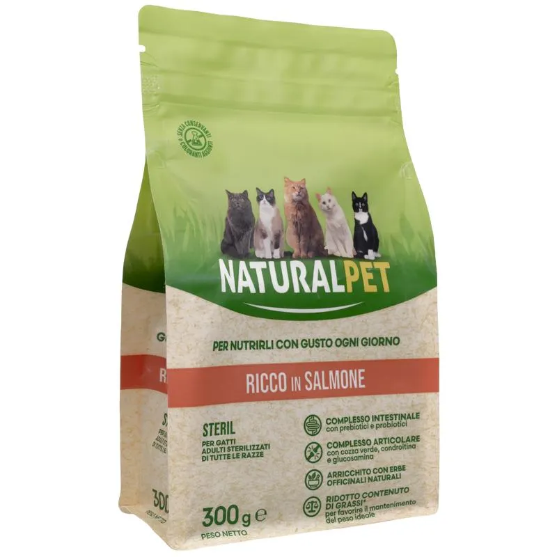 Naturalpet Cat Sterilised ricco in Salmone 300gr