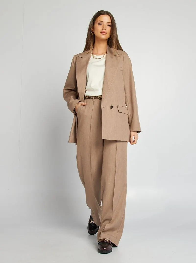 Pantaloni larghi con pinces - BEIGE