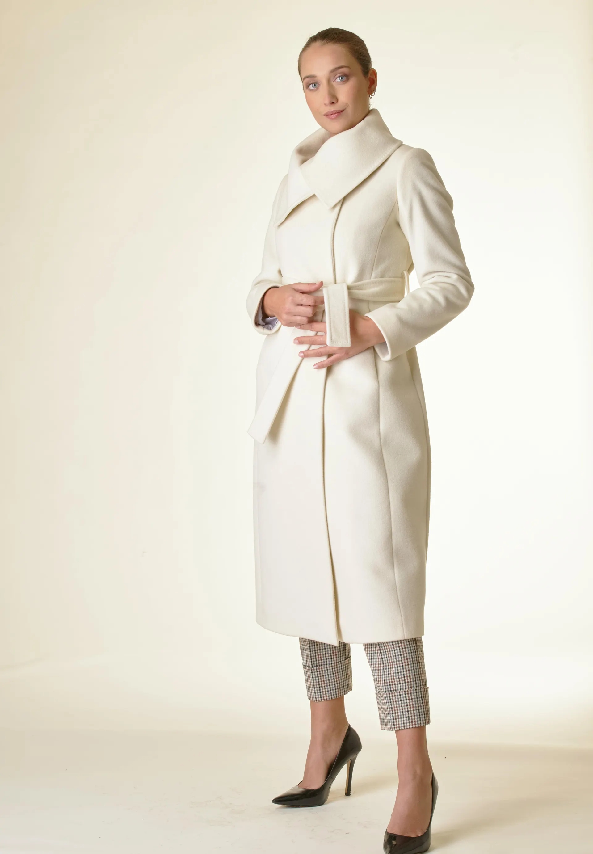 Cappotto panna collo anello