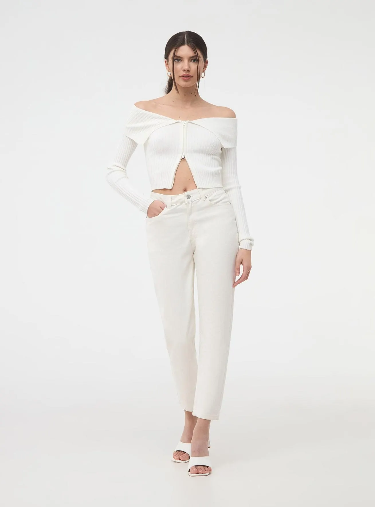 Jeans mom fit Bianco lana