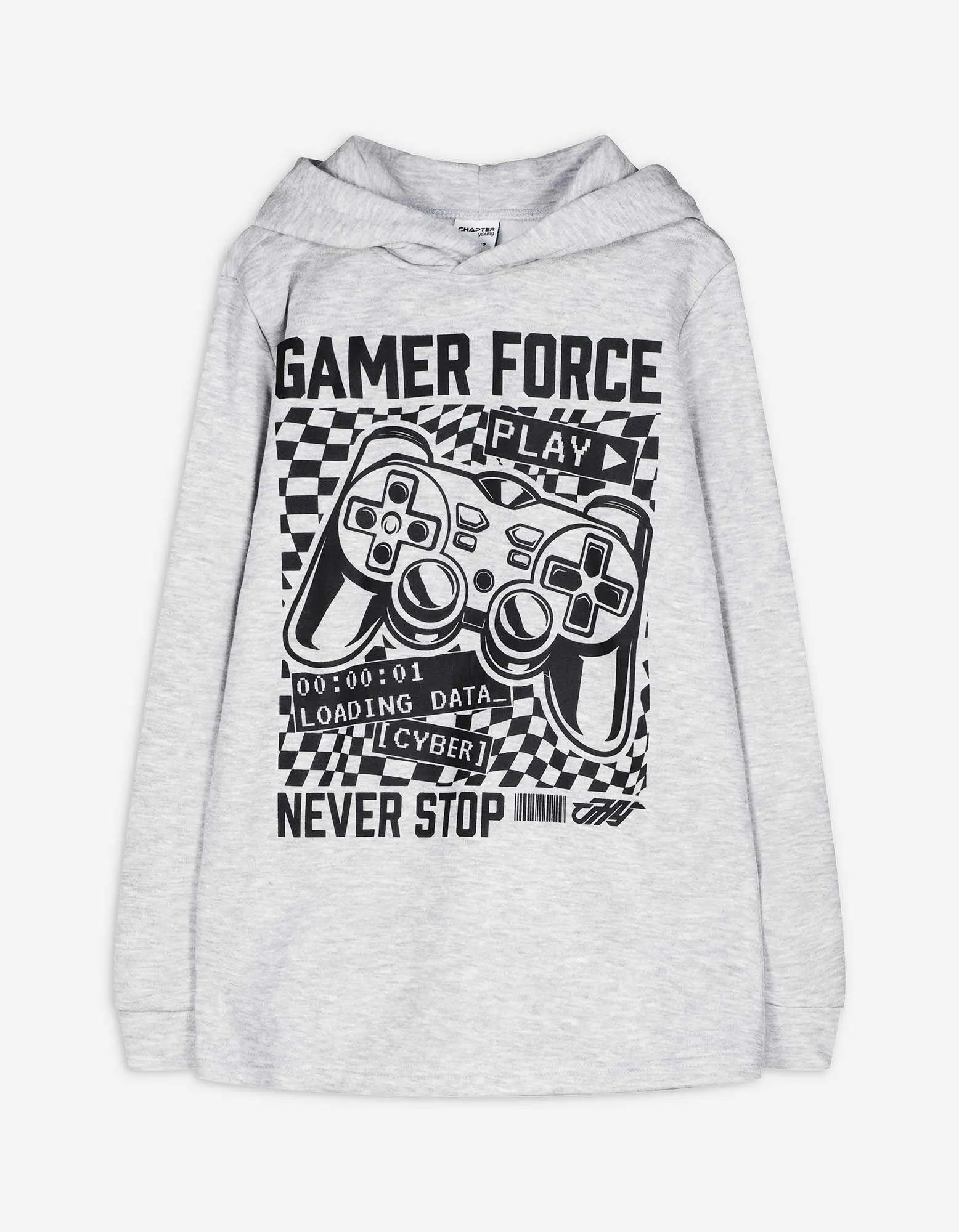 Felpa con cappuccio - Stampa frontale - grigio