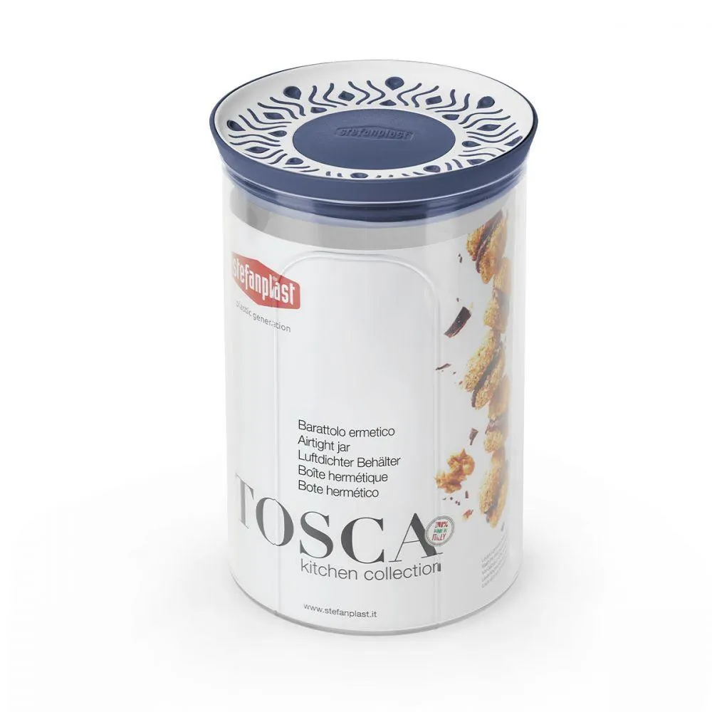 Barattolo Stefanplast Tosca Tondo Bianco e Palace Blu 1,2lt