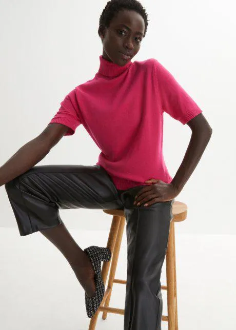 Maglia dolcevita a maniche corte