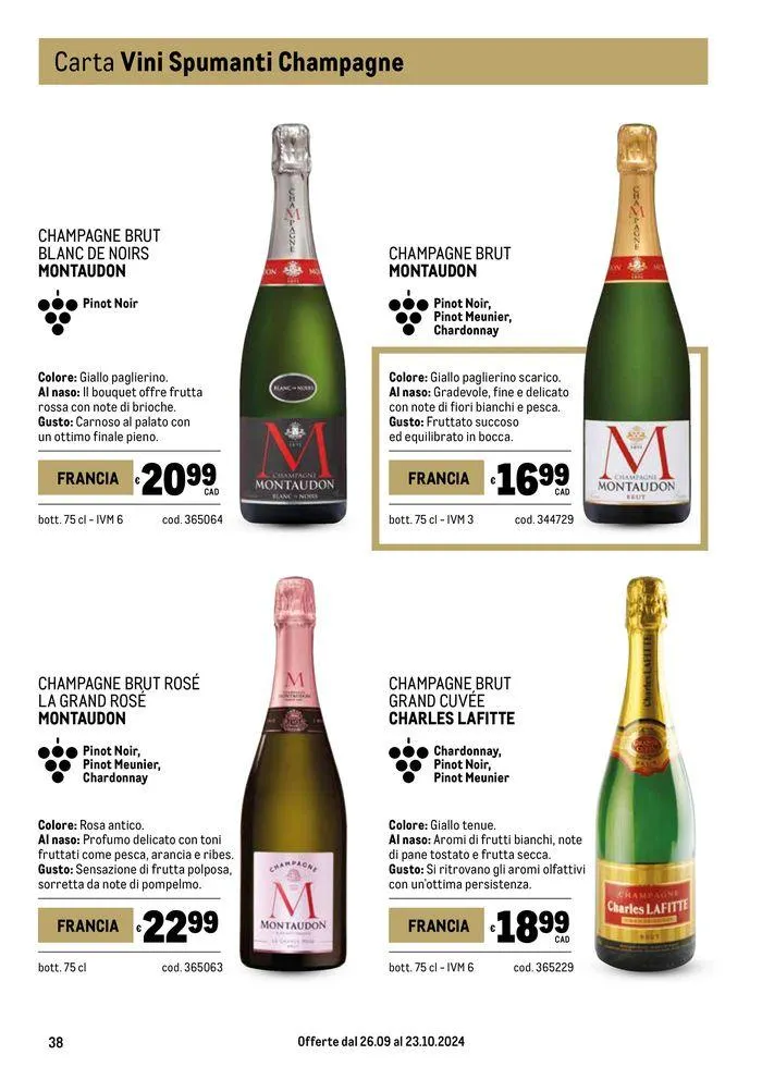 Carta vini autunno da 26 settembre a 23 ottobre di 2024 - Pagina del volantino 38
