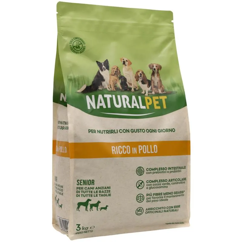 Naturalpet Dog Senior All breeds ricco in pollo 3kg - Scad. Luglio 25