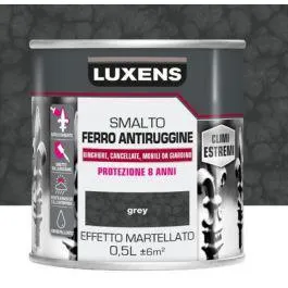 SMALTO FERRO ANTIRUGGINE GRIGIO MARTELLATO 500ML LUXENS