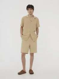 Pantaloncini con vita elasticizzata Sabbia