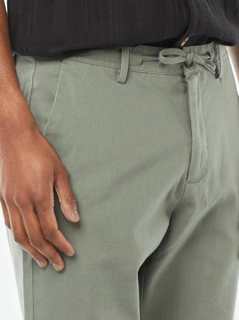 Pantaloni chino dritti in misto lino - VERDE