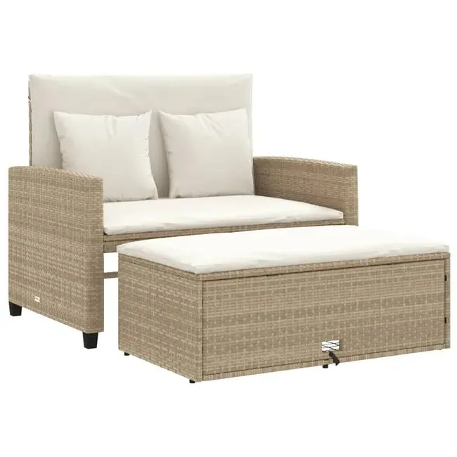 Divano da Giardino,Divano per esterno,Sofà con Cuscini a 2 Posti Beige in Polyrattan CFW11631