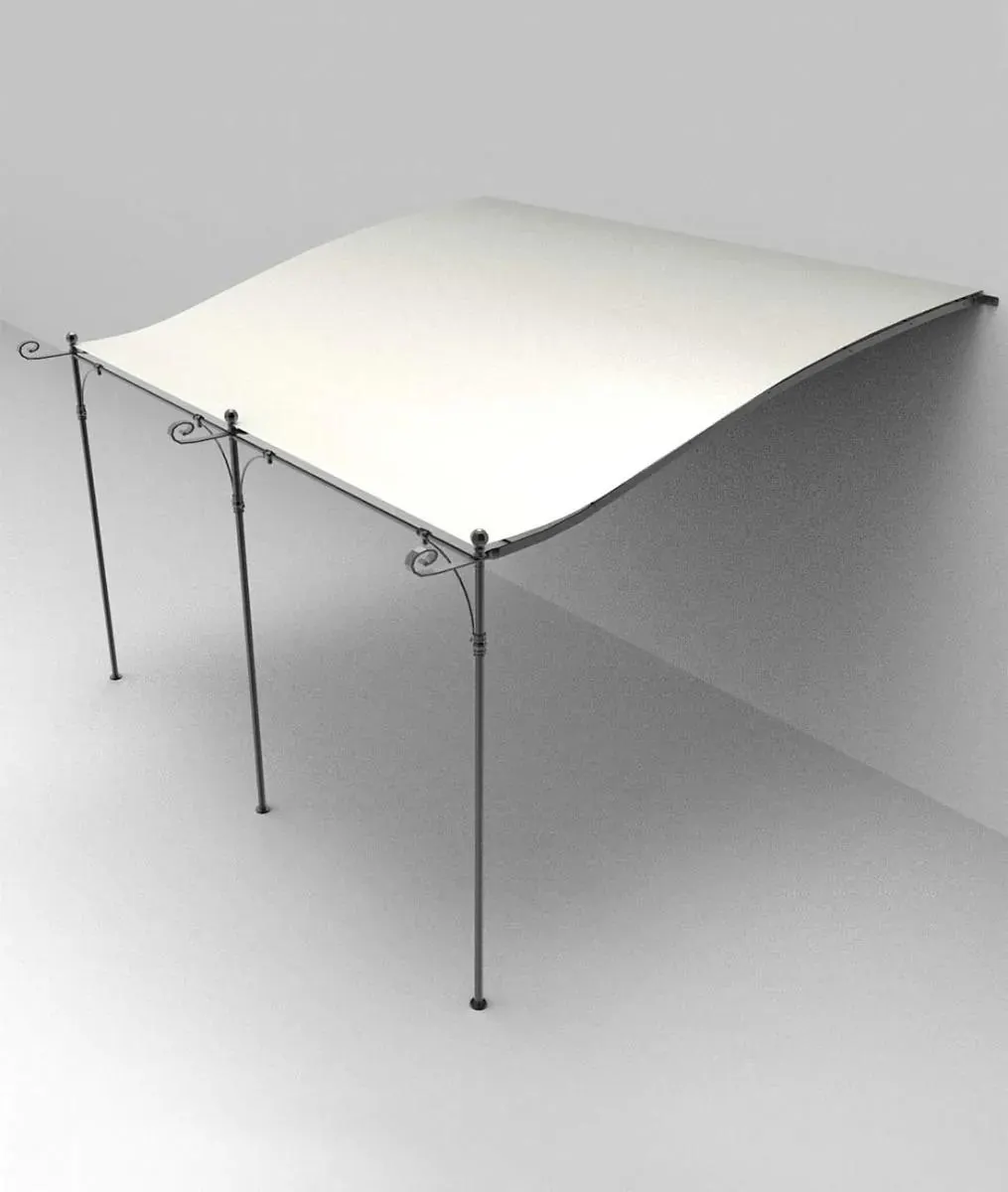 Telo impermeabile bianco pergola Solaire addossata curva