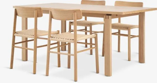 MEJLSKOV Tavolo L180 cm rovere + 4 ISLEV con bracciolo rov.