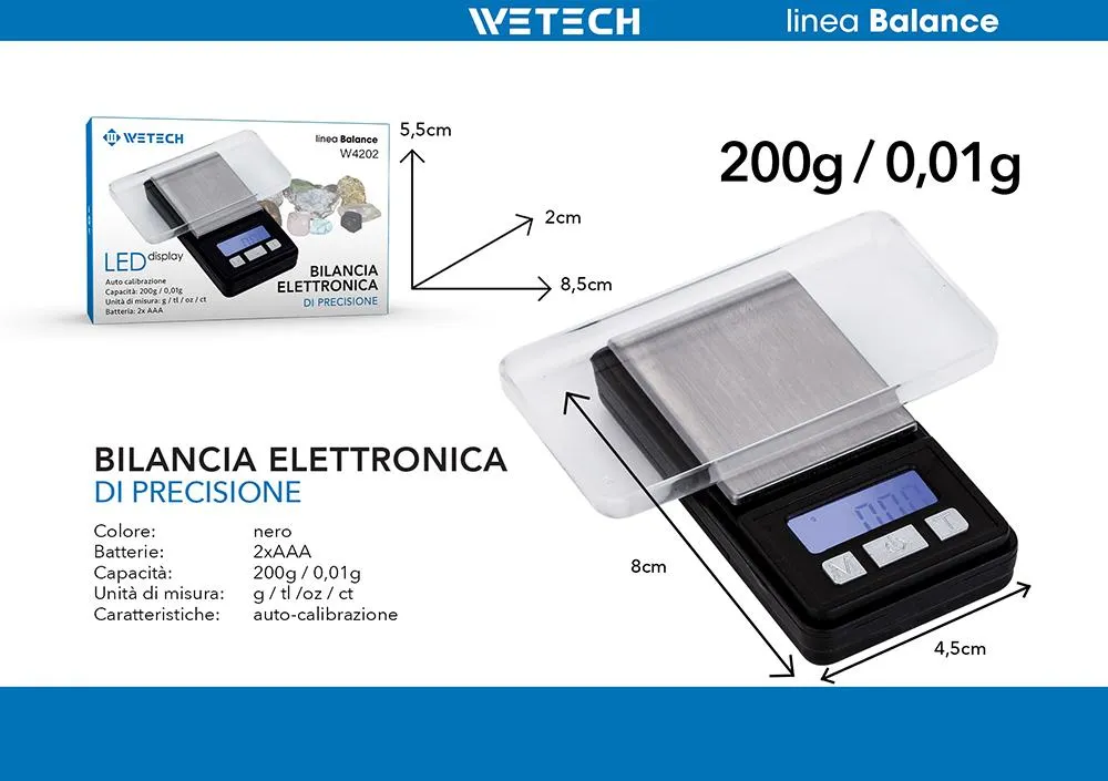 Wetech Precision Electronic Scale 200G/0.01G