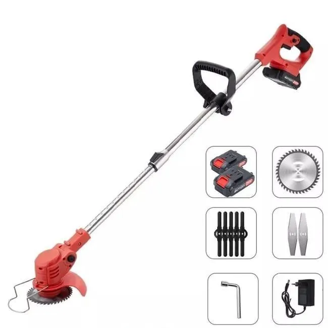 Decespugliatore a Batteria, Tagliabordi Elettrico 24 V con 2 Batterie Litio e Lame Metalliche