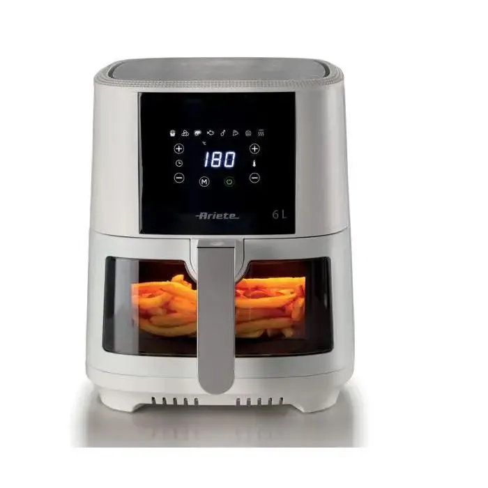 Ariete 4626 airy fryer 6l, friggitrice ad aria, 1300 w, capacità 6l, capacità di cottura 2,5kg, 8 programmi preimpostati, temperatura fino a 200°, cestello trasparente per controllo cottura