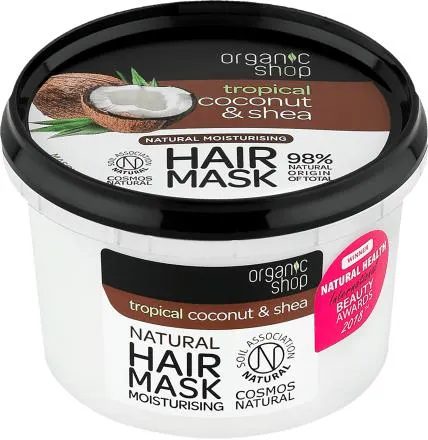 Maschera idratante capelli al cocco bio e burro di karité bio, 250 ml