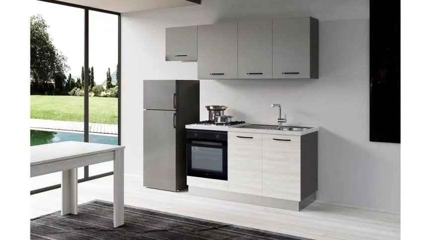 Gilda cucina 210 cm colore frassino ghiaccio e light grey