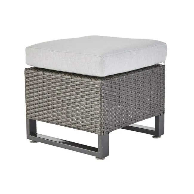 Pouf da giardino con cuscino grigio Noa NATERIAL, struttura in acciaio seduta in rattan sintetico antracite, L 40 x H 38 x P 40 cm