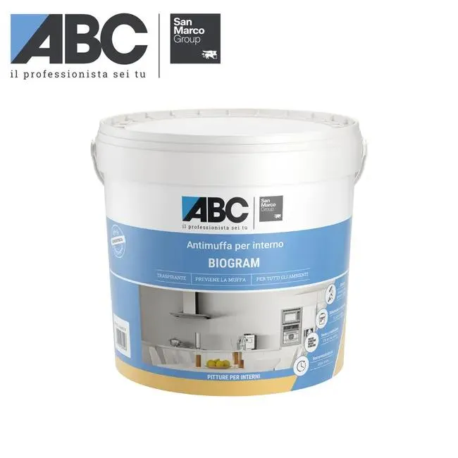 Pittura per interni per parete e soffitto antimuffa, ABC Biogram SAN MARCO Group bianco opaco, 4 L
