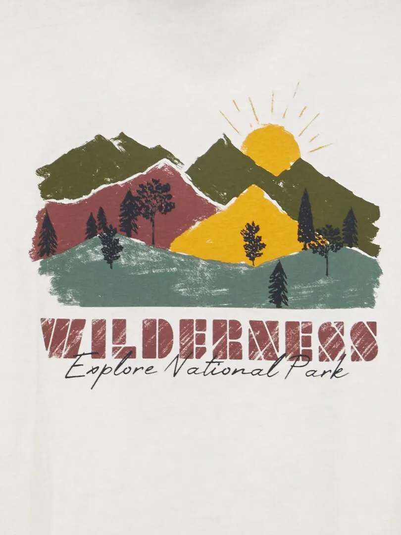 T-shirt a maniche corte con stampa - BIANCO