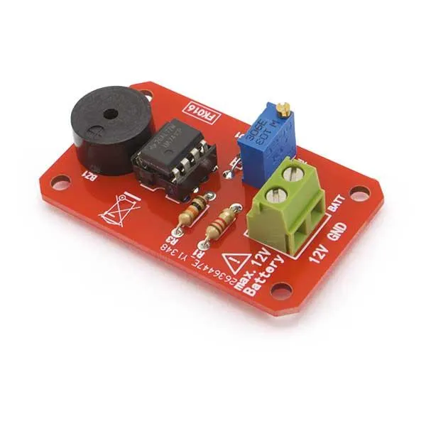 Avvisatore acustico di carica insufficiente per batterie da 12V