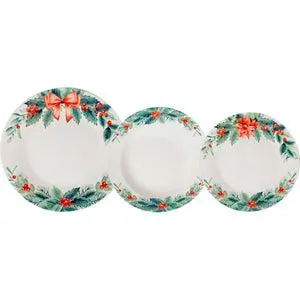 Servizio di piatti Red ribbon GARLAND in porcellana