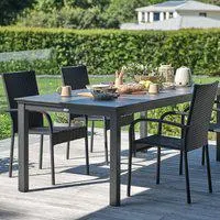 Tavolo MOSS L214/315 cm grigio + 4 Sedie GUDHJEM nero