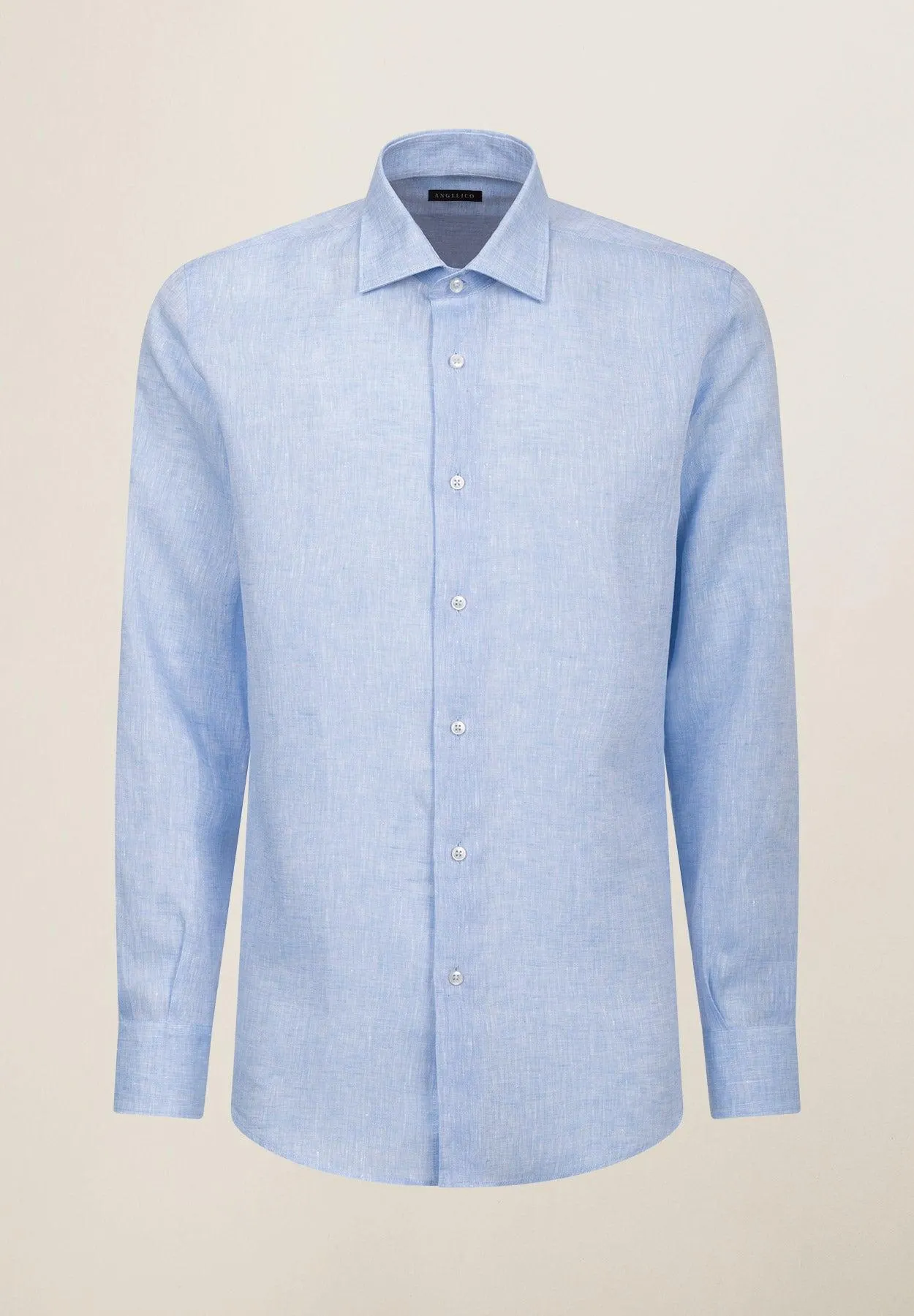 Camicia azzurra lino custom fit