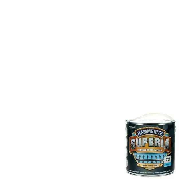Vernice da esterno antiruggine per ferro HAMMERITE Superia bianco lucido, 2.5 l