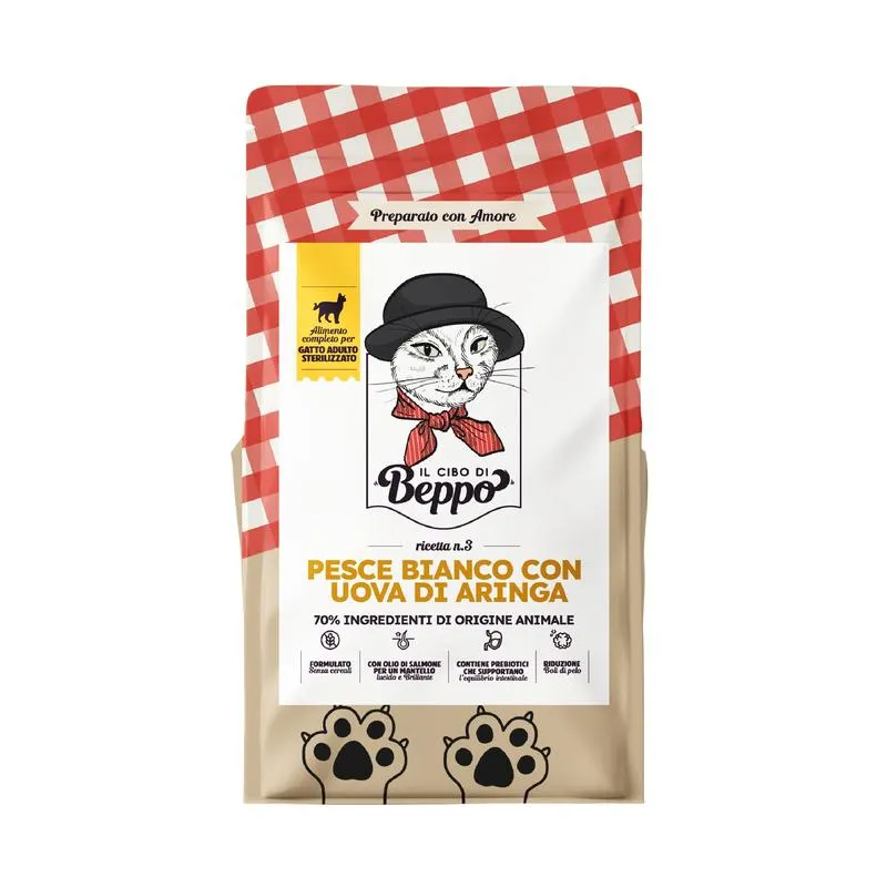 Il Cibo di Beppo Cat Steril Pesce Bianco e Uova di aringa 300gr