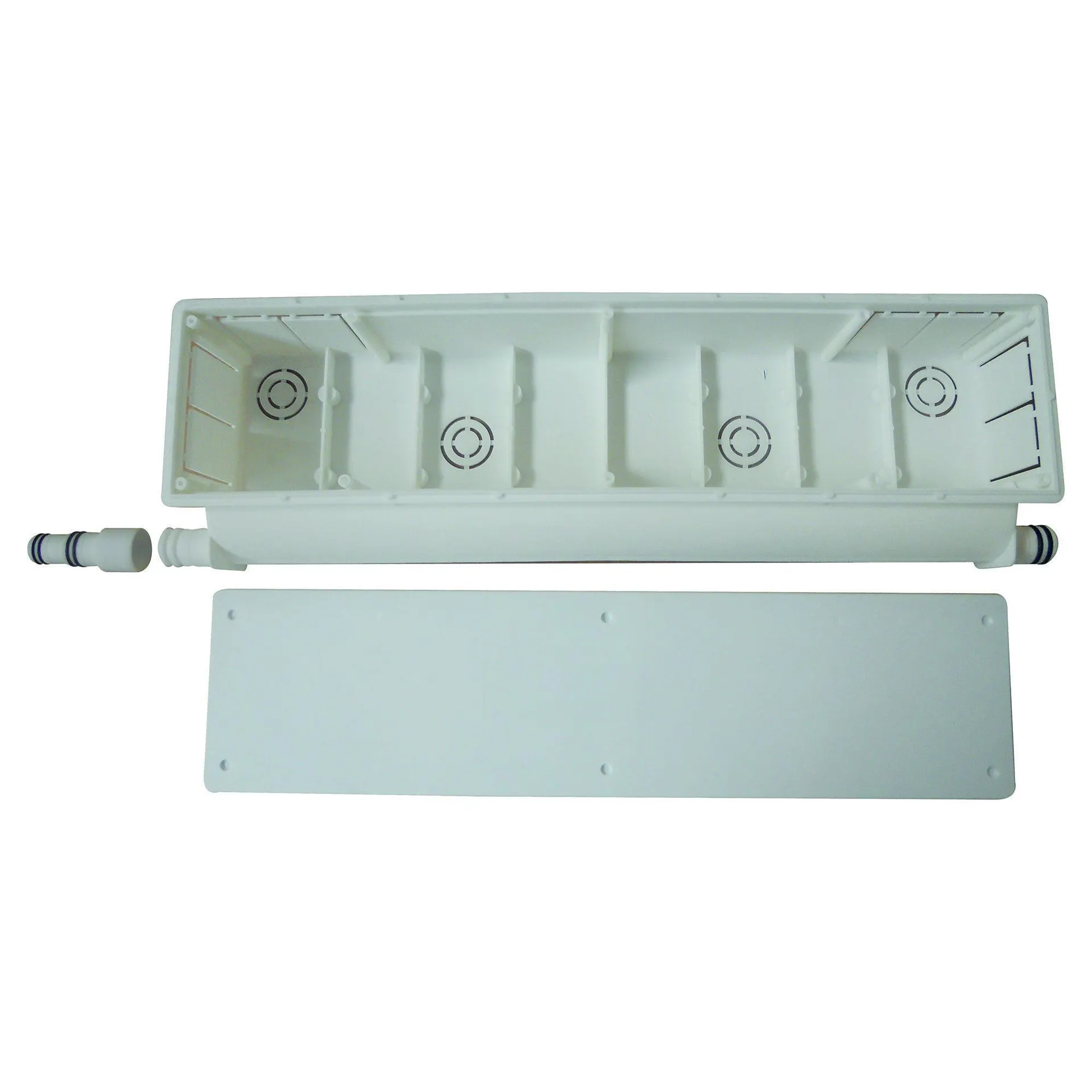 Scatola predisposizione clima doppia uscita per tubi Ø 18-20 mm dimensioni 430x130x65 mm