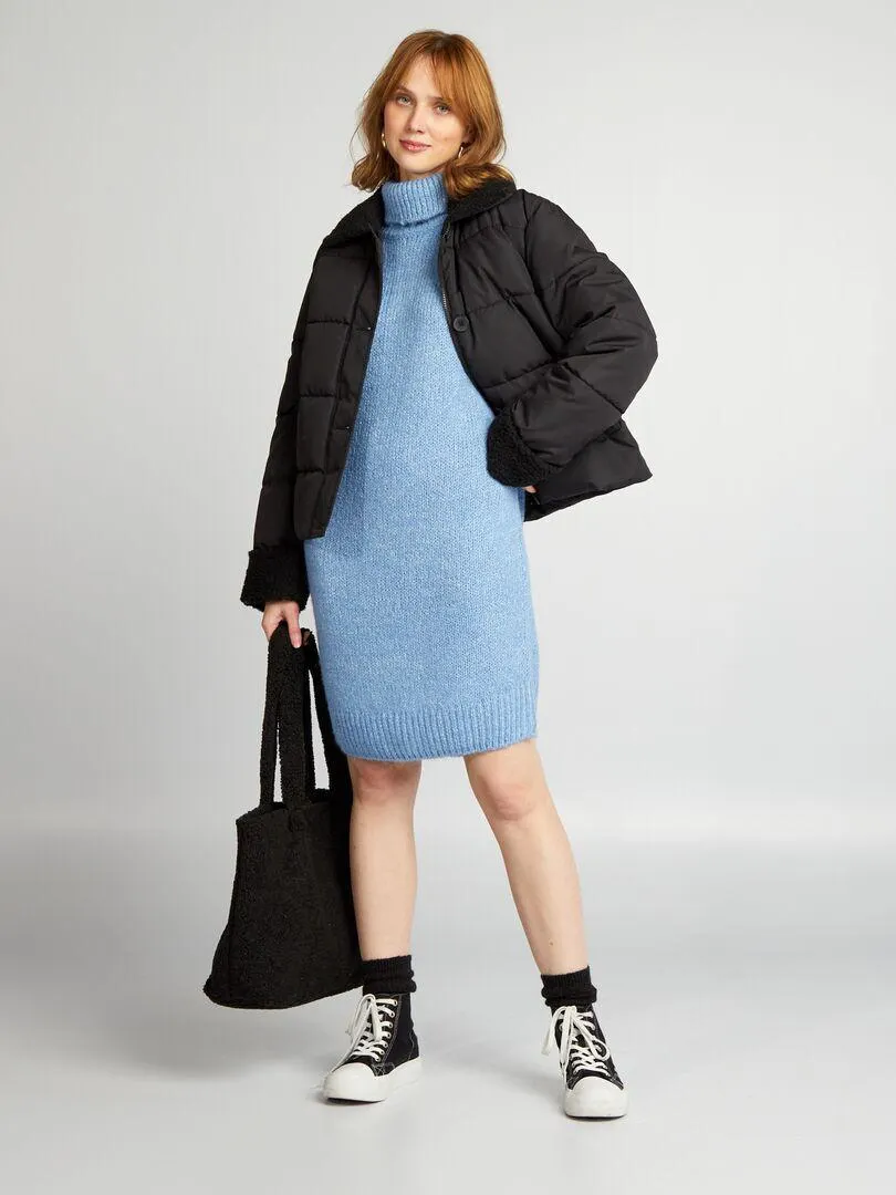 Maxi pull corto in maglia - BLU