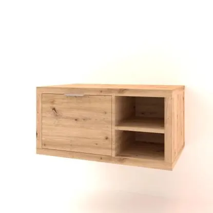 Mobile bagno sospeso 80 cm rovere/rovere con 1 cassetto e vano a giorno