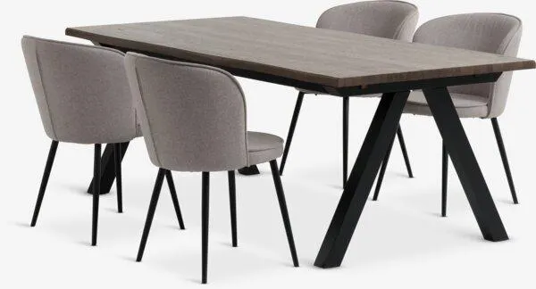 SANDBY tavolo L210 rovere scuro + 4 RISSKOV grigio chiaro