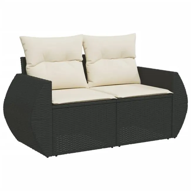 Divano da Giardino,Divano per esterno,Sofà con Cuscini a 2 Posti Nero in Polyrattan CFW16693