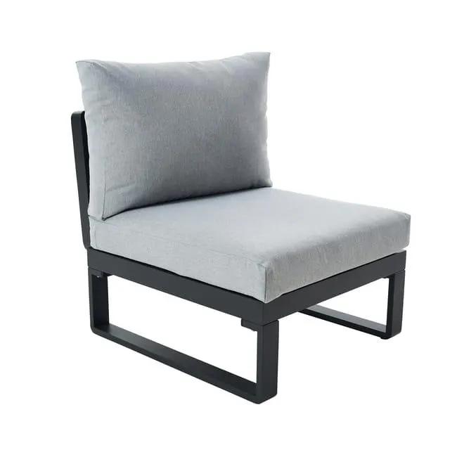 Poltrona centrale con cuscino grigio Persea NATERIAL, struttura in alluminio seduta in alluminio grigio, L 65 x H 68.4 x P 80 cm