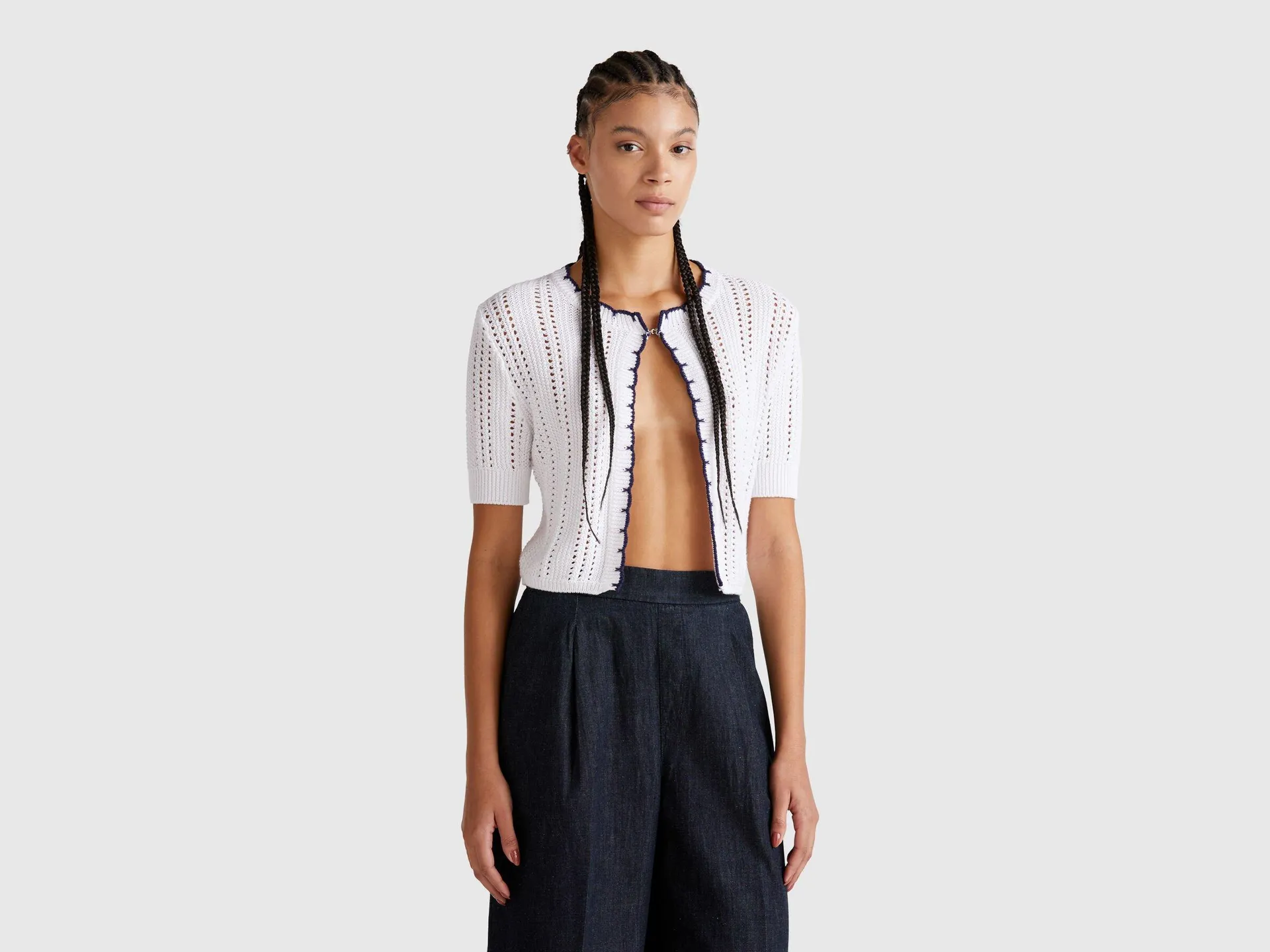 Cardigan cropped traforato