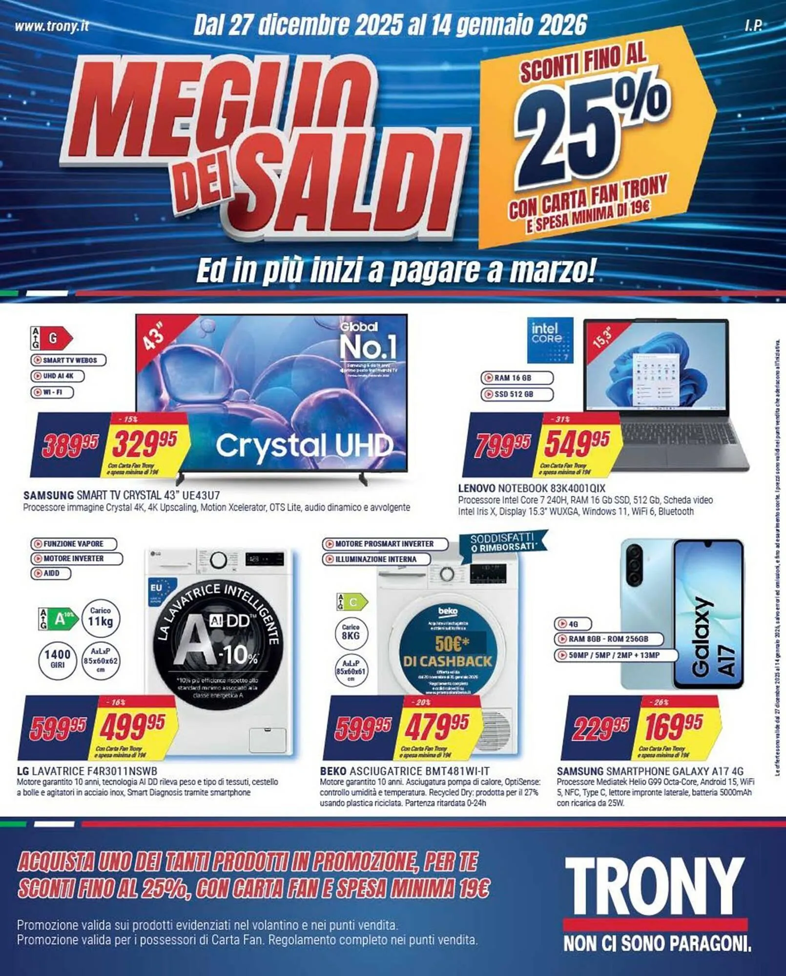 Volantino Trony da 27 dicembre a 14 gennaio di 2026 - Pagina del volantino 1