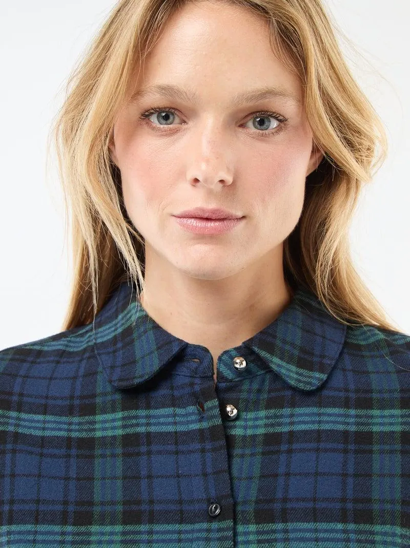 Abito camicia corto in flanella - Blu