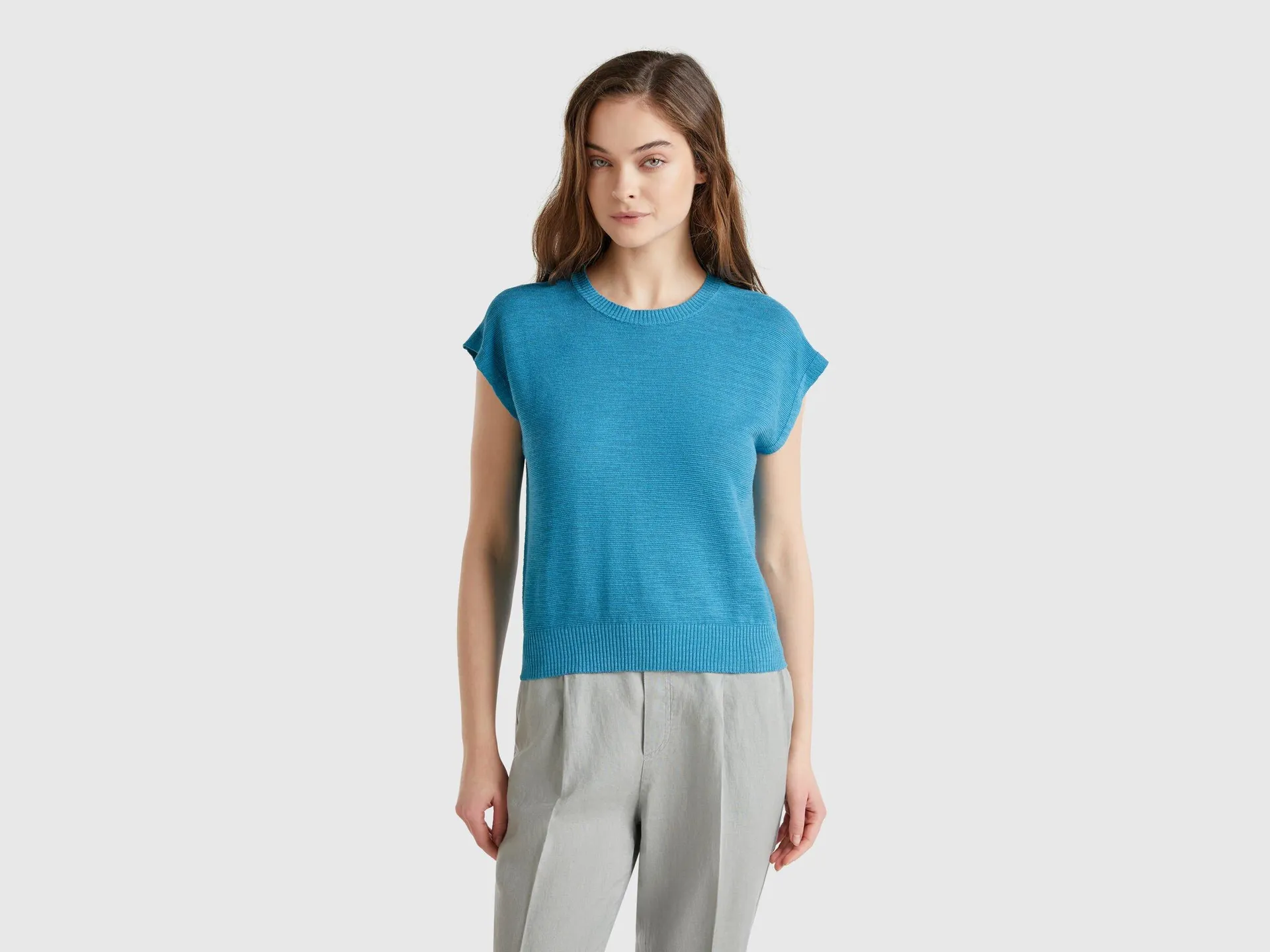 Gilet in misto cotone e lino