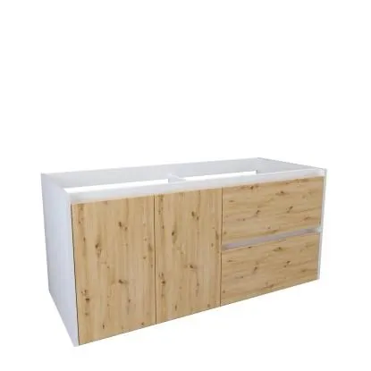 Mobile bagno base lavabo sospeso sx 120x50 cm bianco/rovere nodato