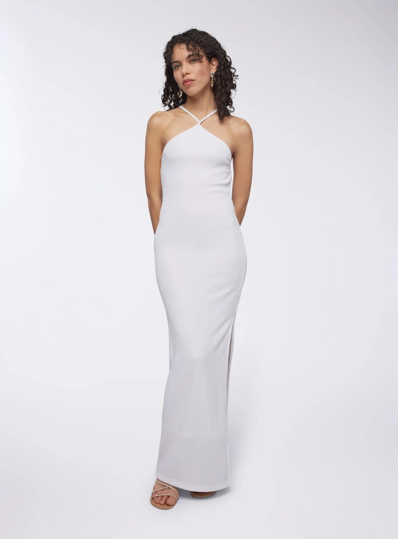 Vestito halterneck aperto sul retro Bianco ottico