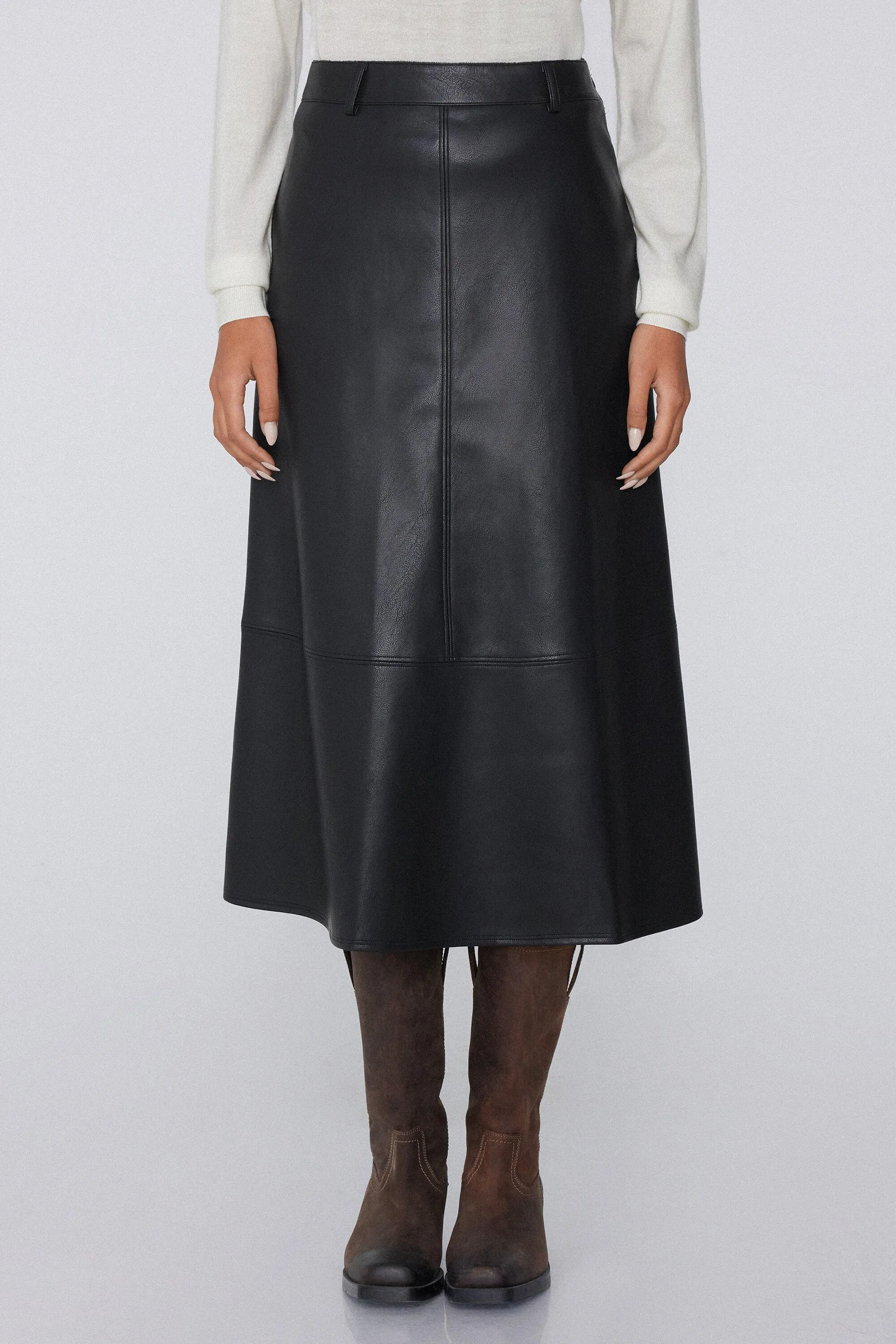 Gonna Midi Effetto Pelle