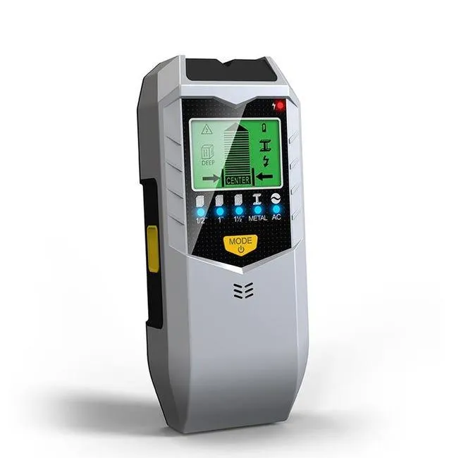 Rilevatore di cavi, localizzatore, rilevatore, scanner da parete, metal detector, con display LCD e allarme acustico (argento)