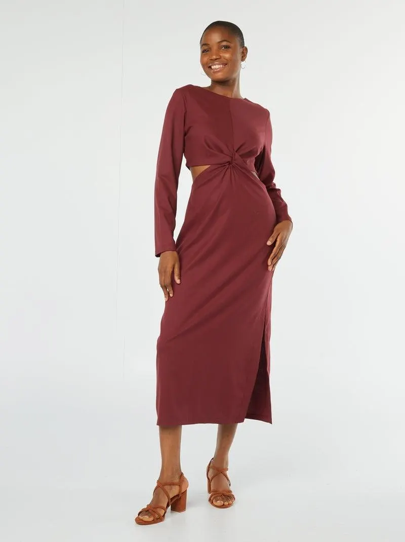 Vestito midi effetto twist davanti - ROSSO