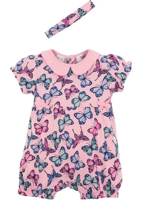 Tutina a maniche corte e fascia (set 2 pezzi) in cotone biologico