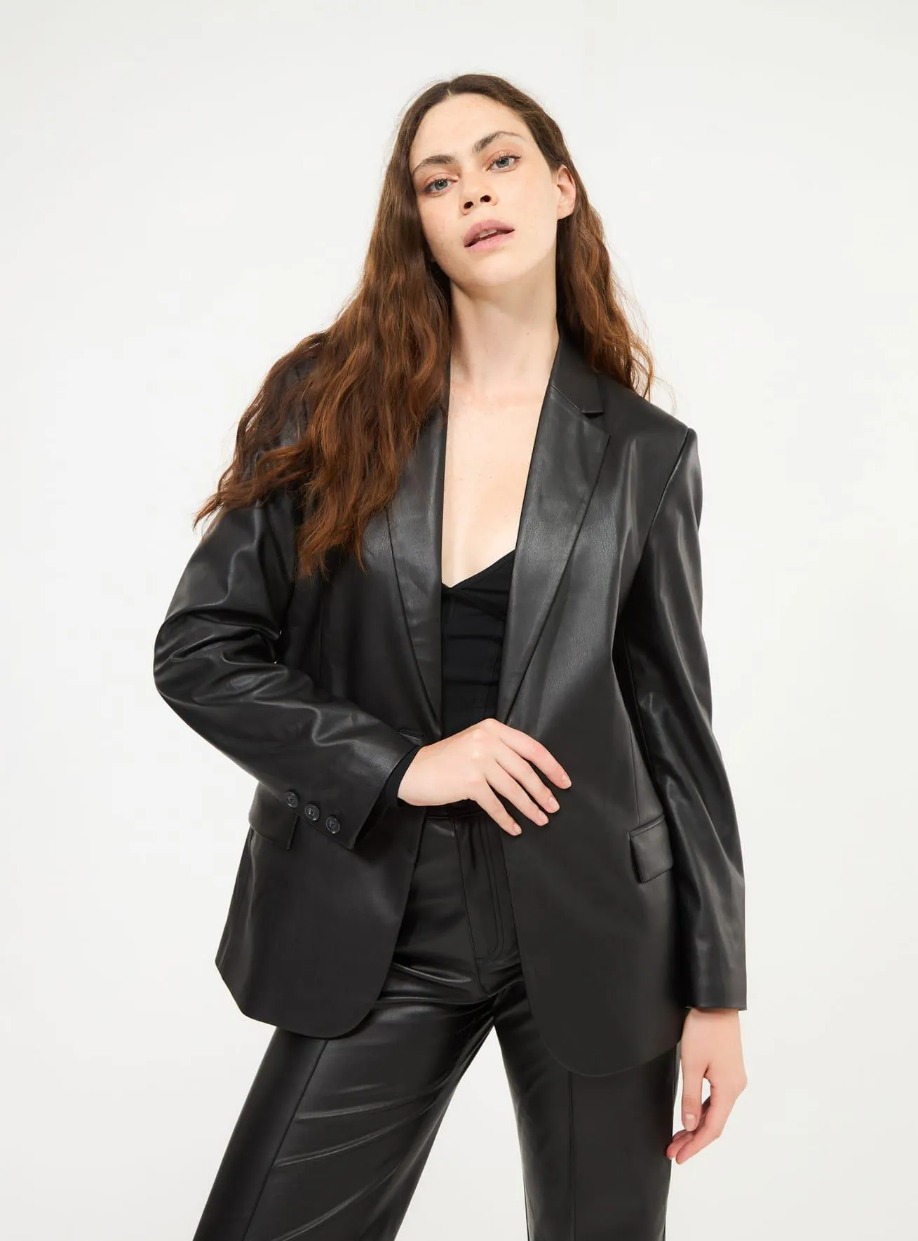 Giacca effetto pelle Nero