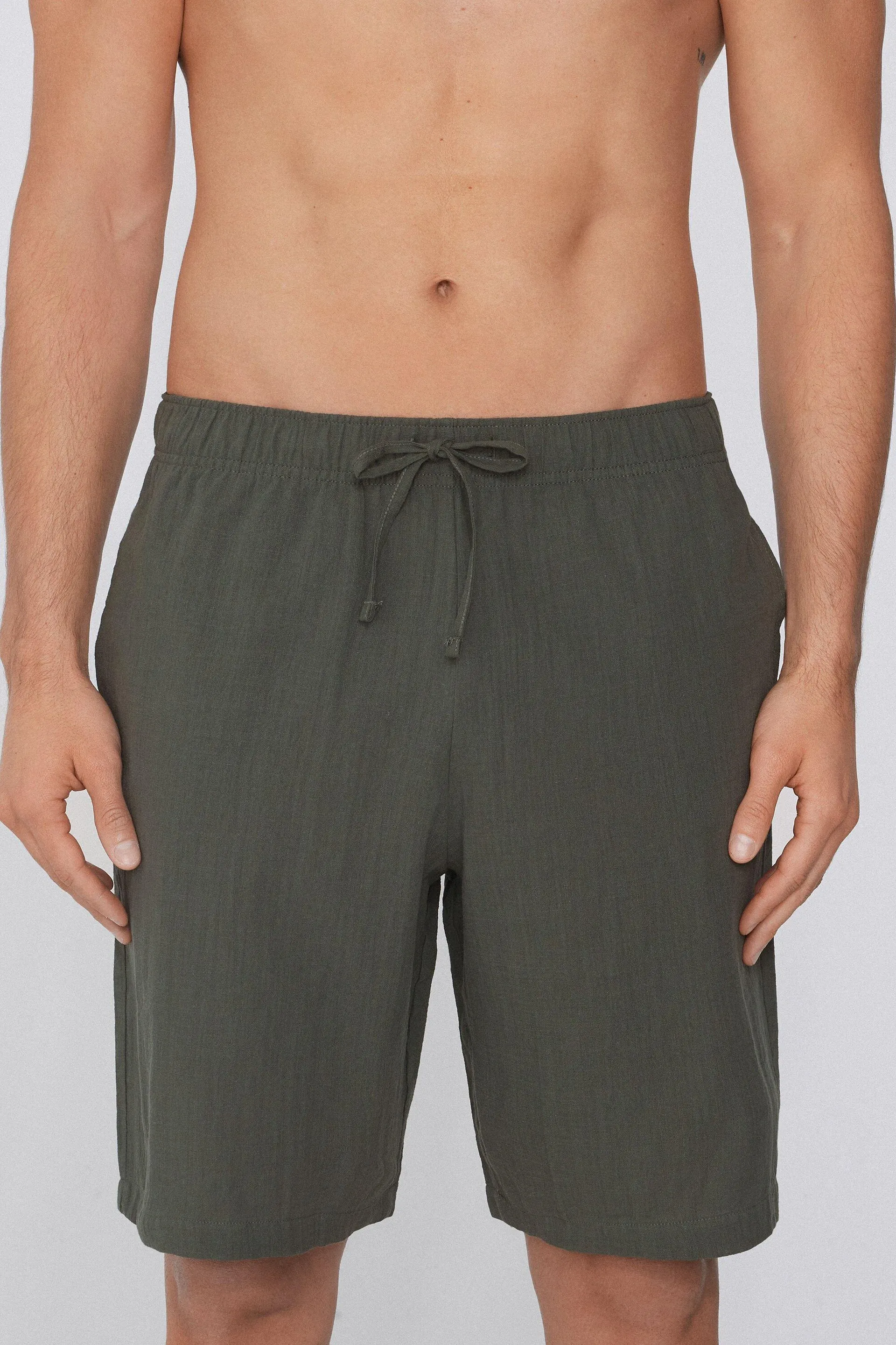 Pantaloncini Corti in 100% Cotone Super Leggero con Tasche