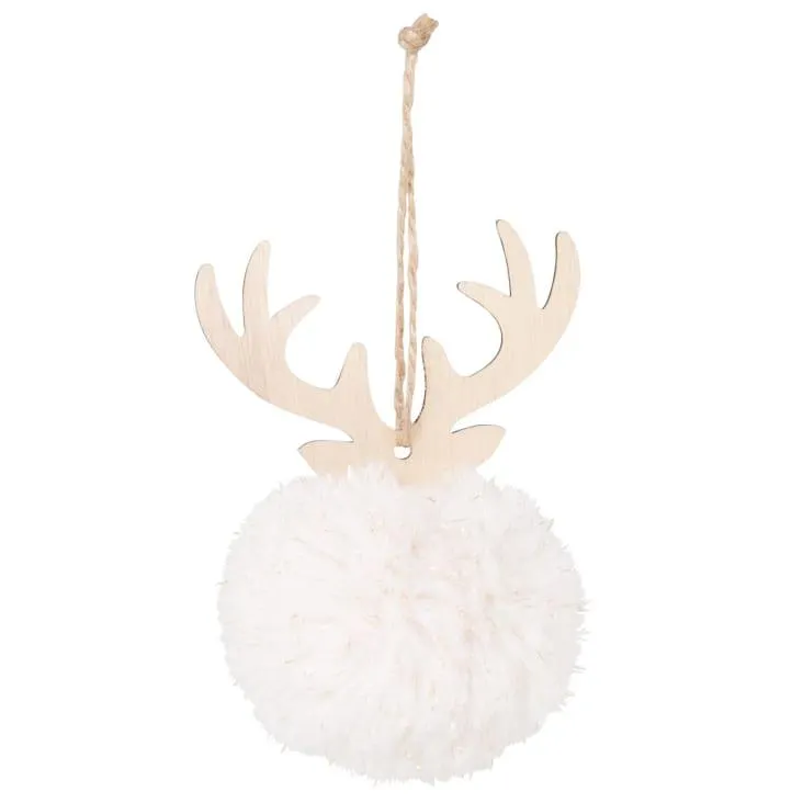 Pallina di Natale cervo bianca e beige - Lotto di 6
