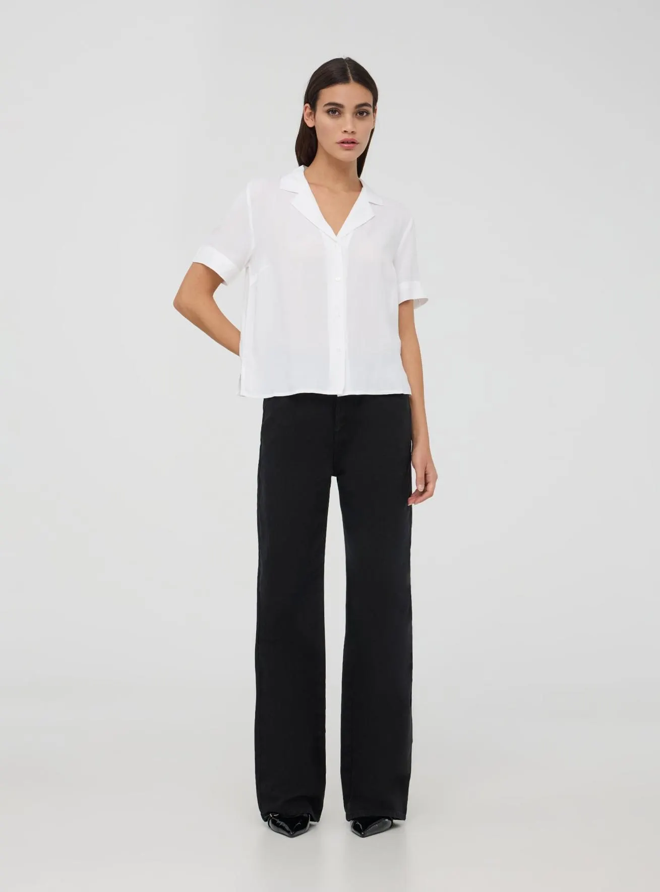 Camicia ampia maniche corte Bianco ottico